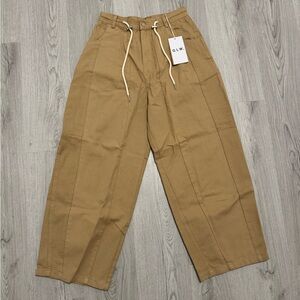 GLW Wide Cut Balloon Pants Cotton Beige